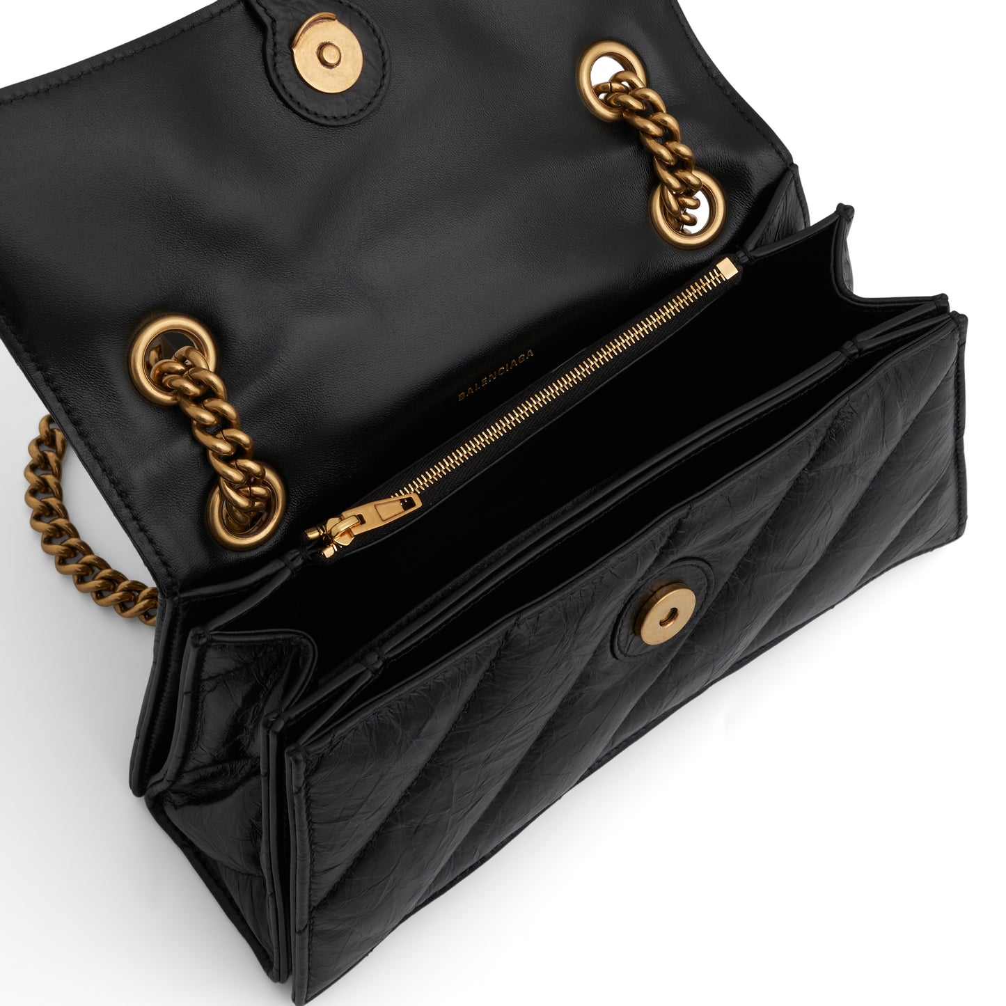 Crush Small Chain Quilted Bag in Black