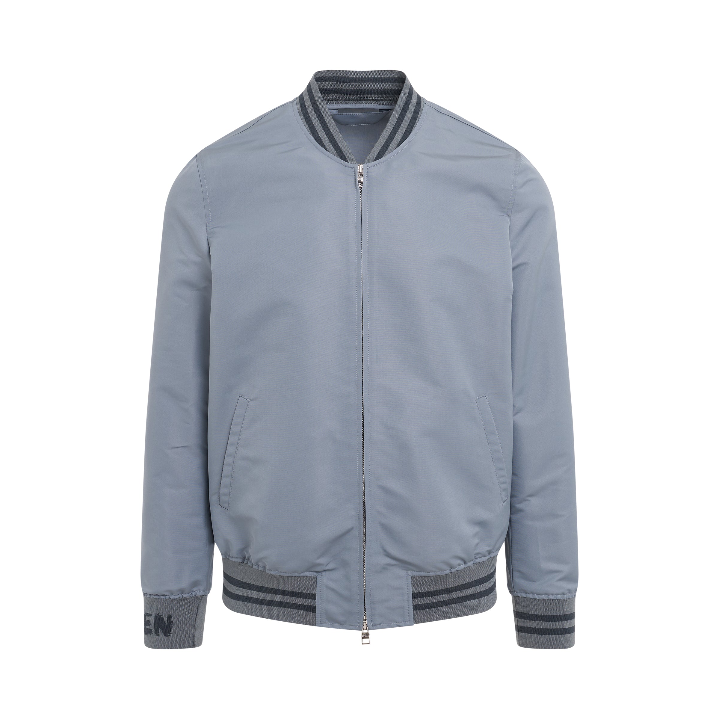 Sporty Rib Bomber Jacket in Dove Grey