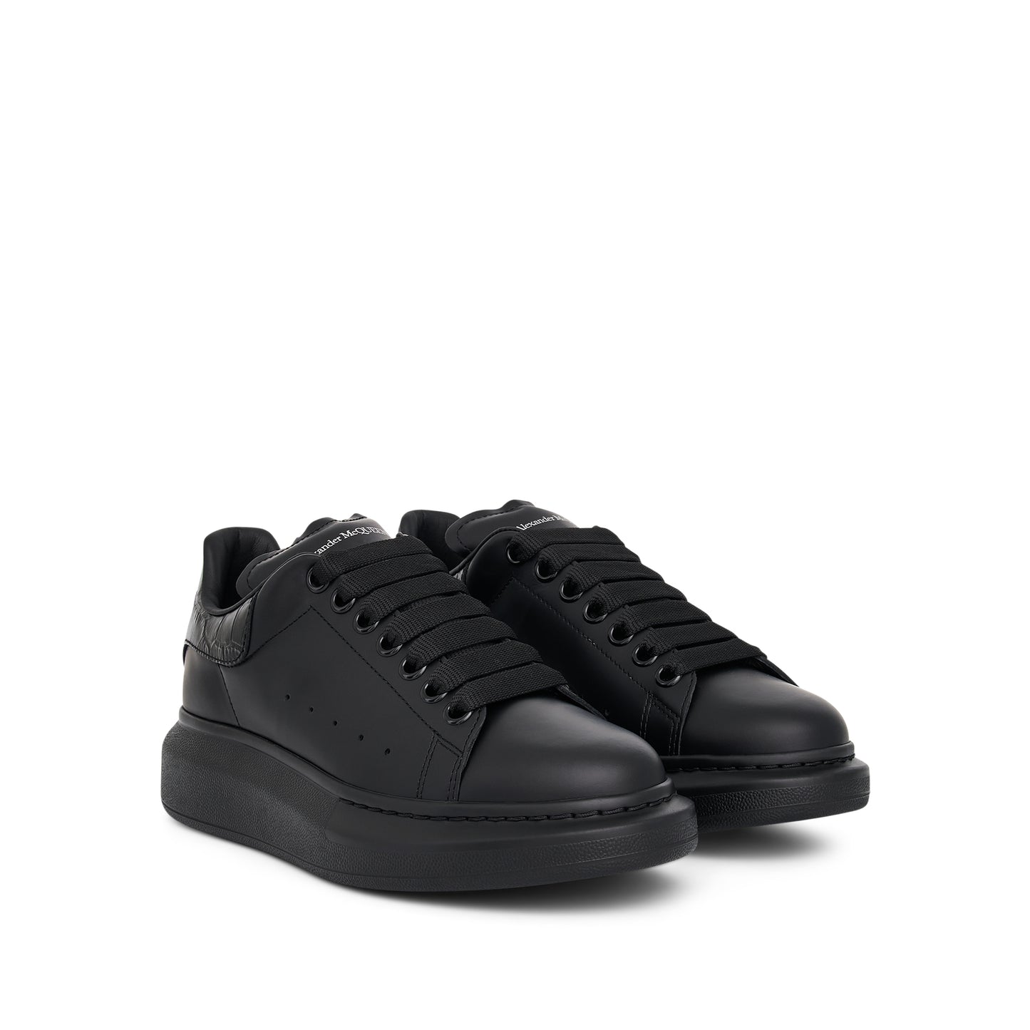 Larry Croco Leather Sneaker in Black