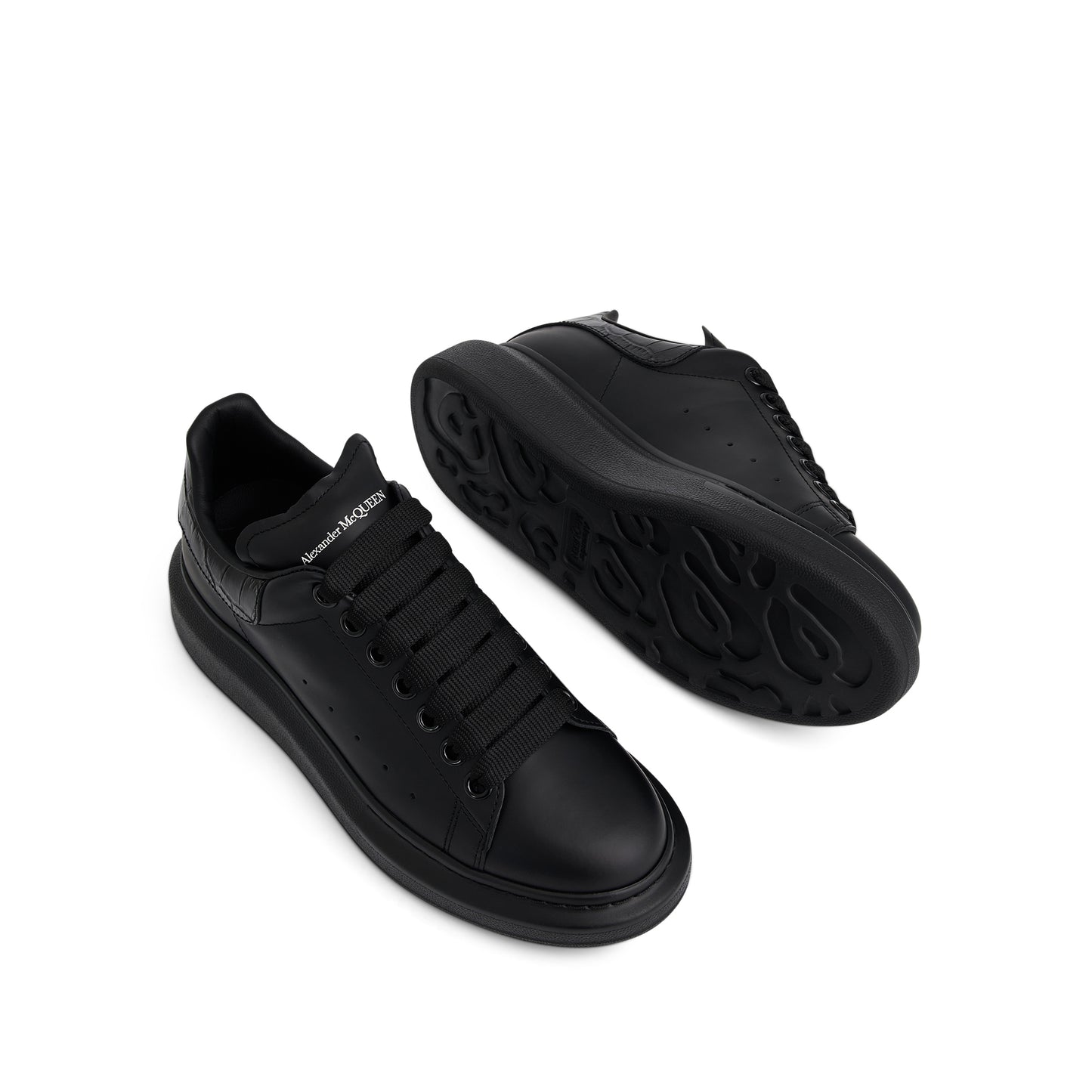 Larry Croco Leather Sneaker in Black