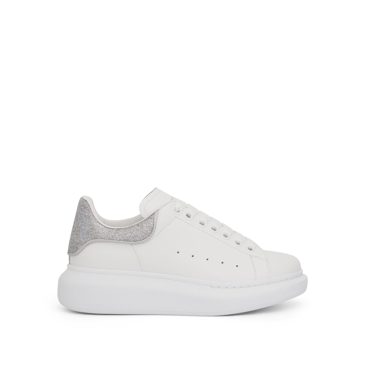 Larry Oversized Glitter Heel Sneaker in White/Grey