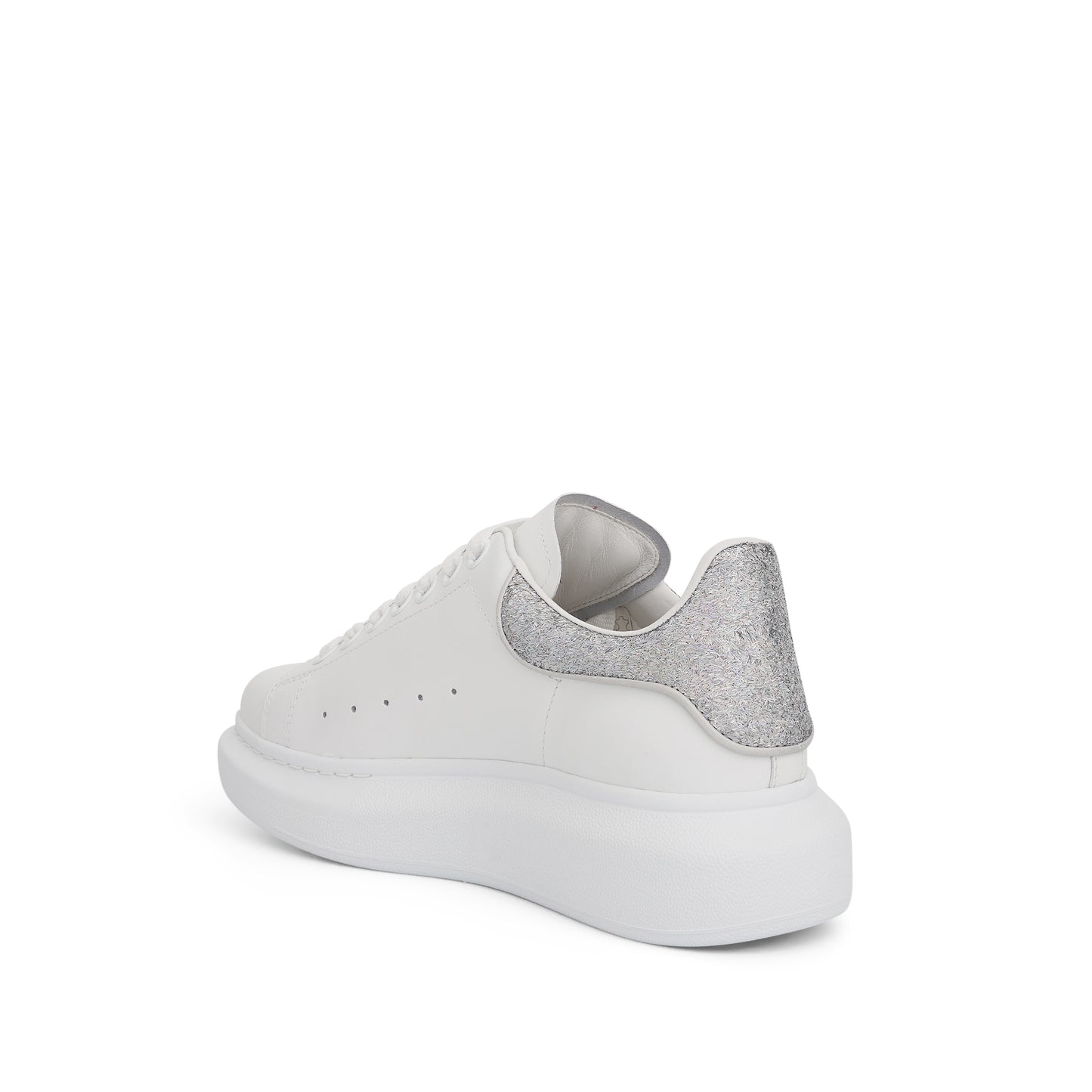 Larry Oversized Glitter Heel Sneaker in White/Grey