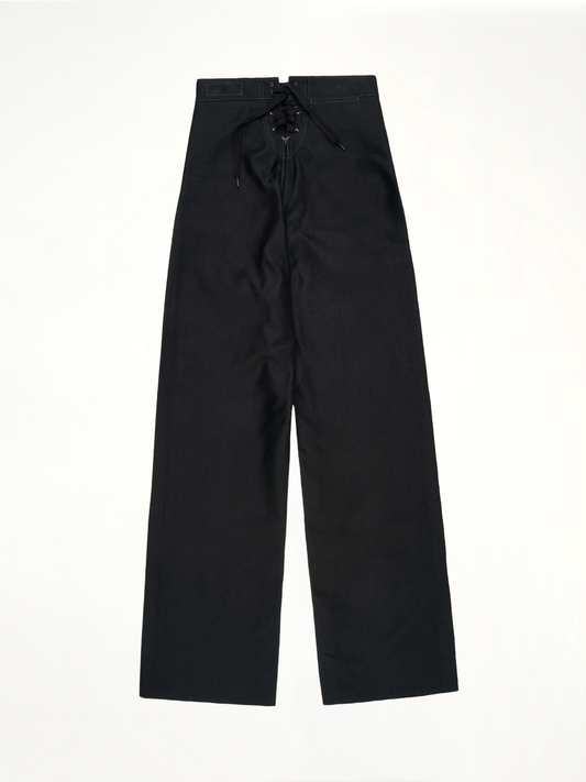Satin Cotton Trouser in Black