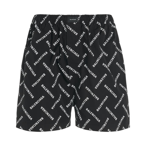 All-Over Logo Pyjama Shorts in Black/White