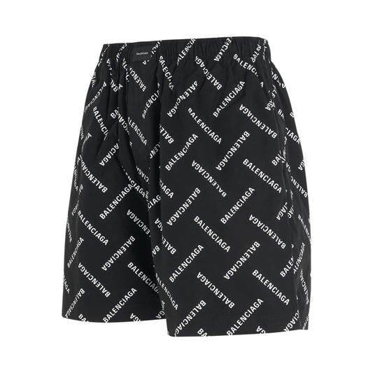 All-Over Logo Pyjama Shorts in Black/White