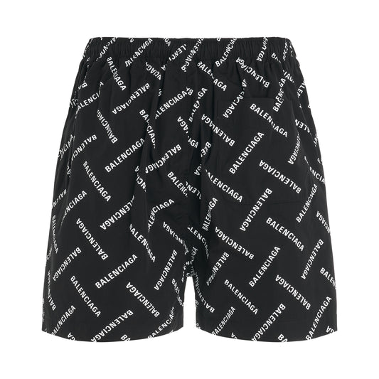 All-Over Logo Pyjama Shorts in Black/White