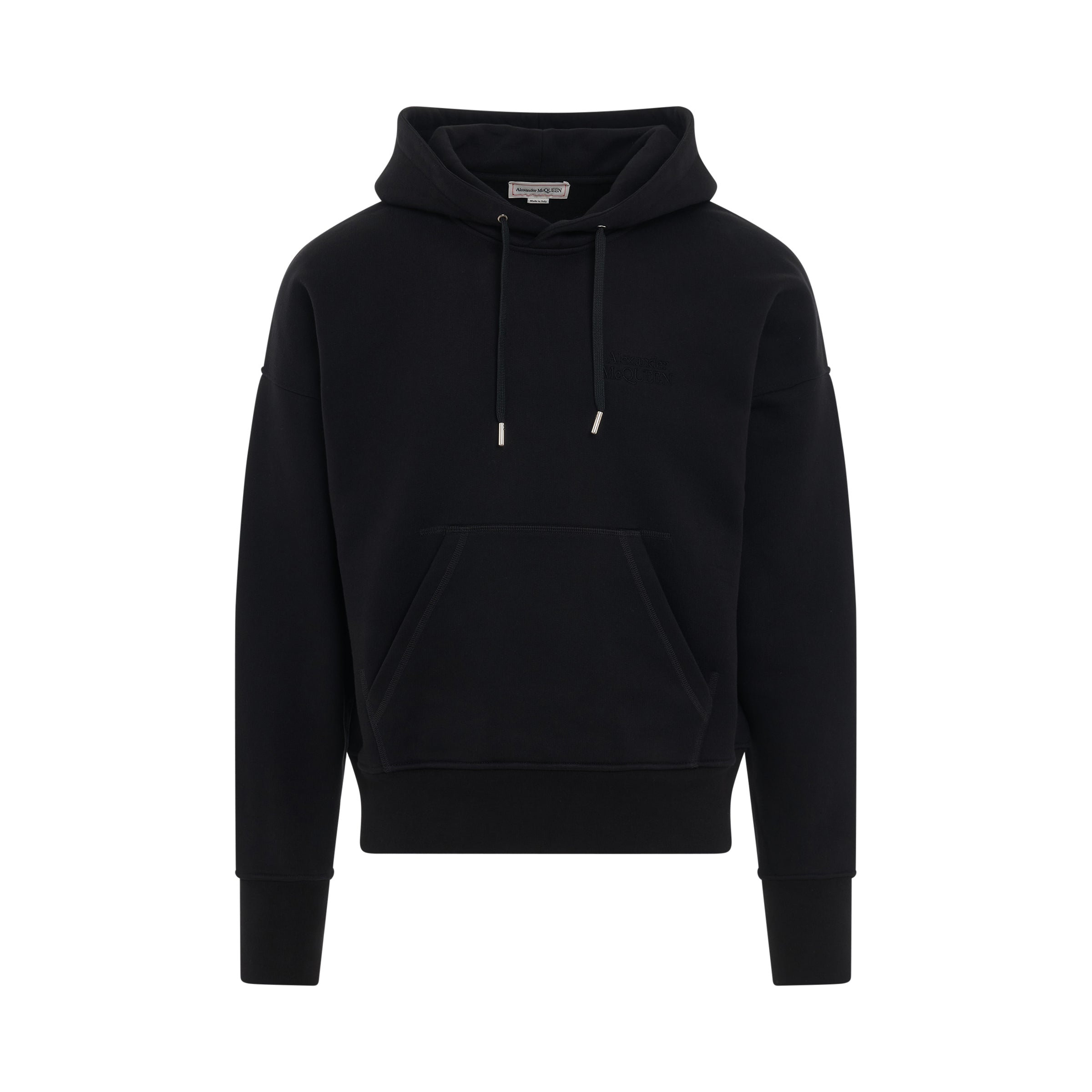 Drop Shoulder Hoodie in Black