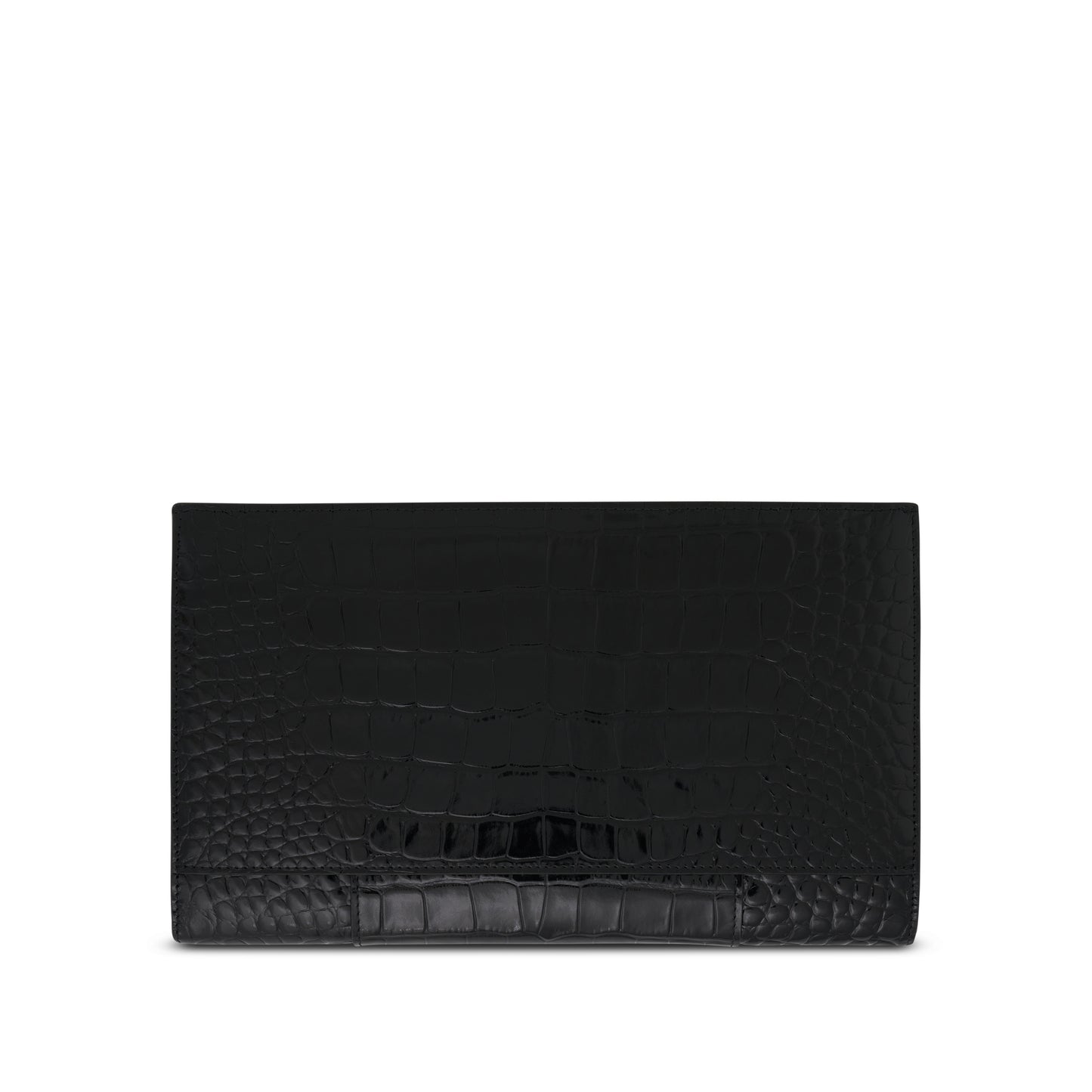 Hourglass Flat Pouch With Flap in Black