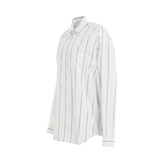 Cocoon Shirt in White/Navy