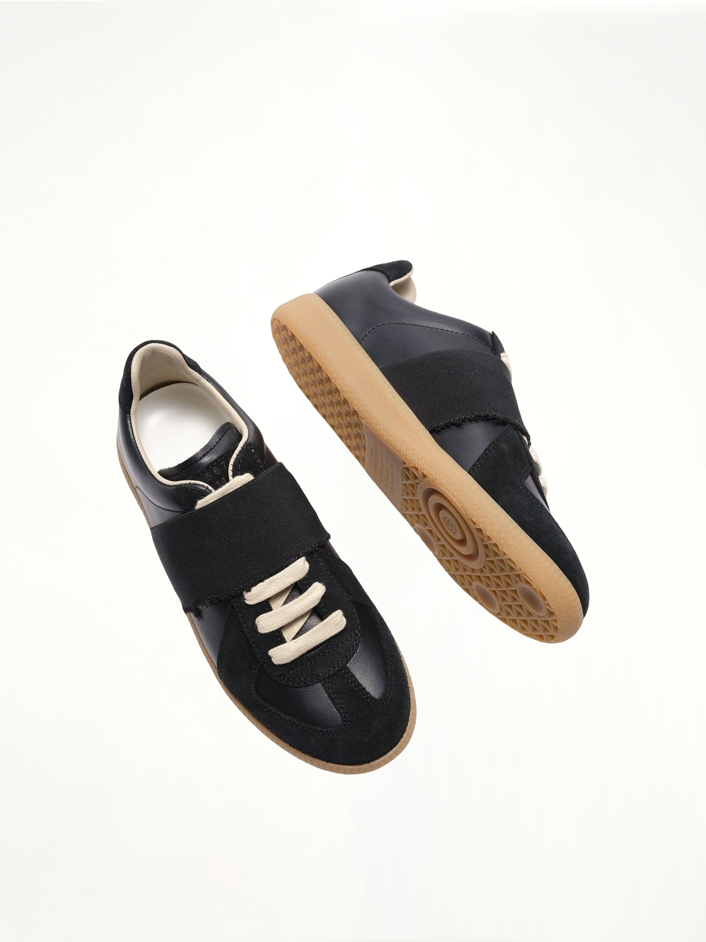 Replica Leather Sneakers in Black/Black