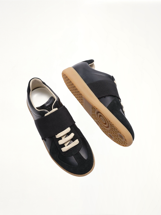 Replica Leather Sneakers in Black/Black