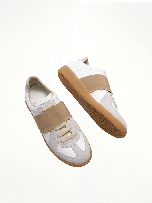 Replica Leather Sneakers in White/Nude