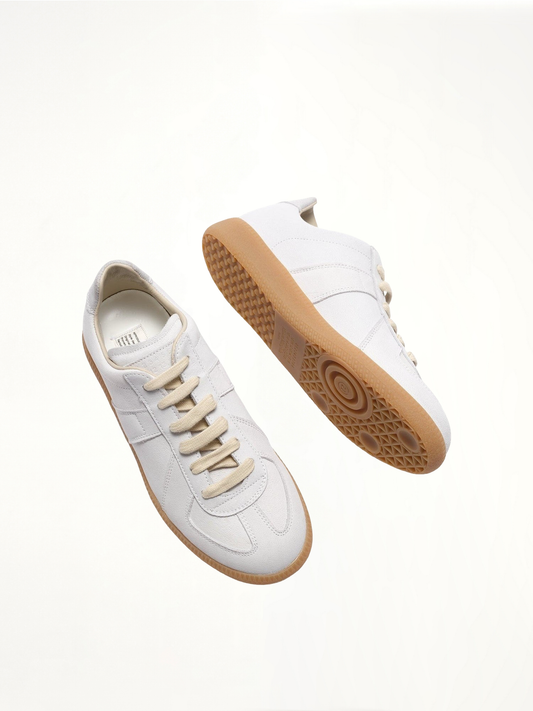 Women Replica Leather Sneakers in Light Grey