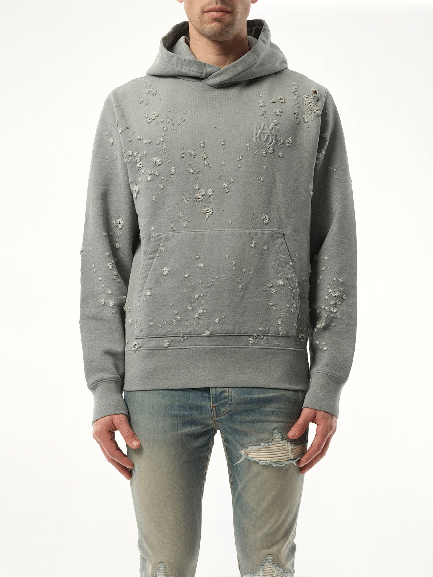 MA Shotgun Embroidered Hoodie in Grey