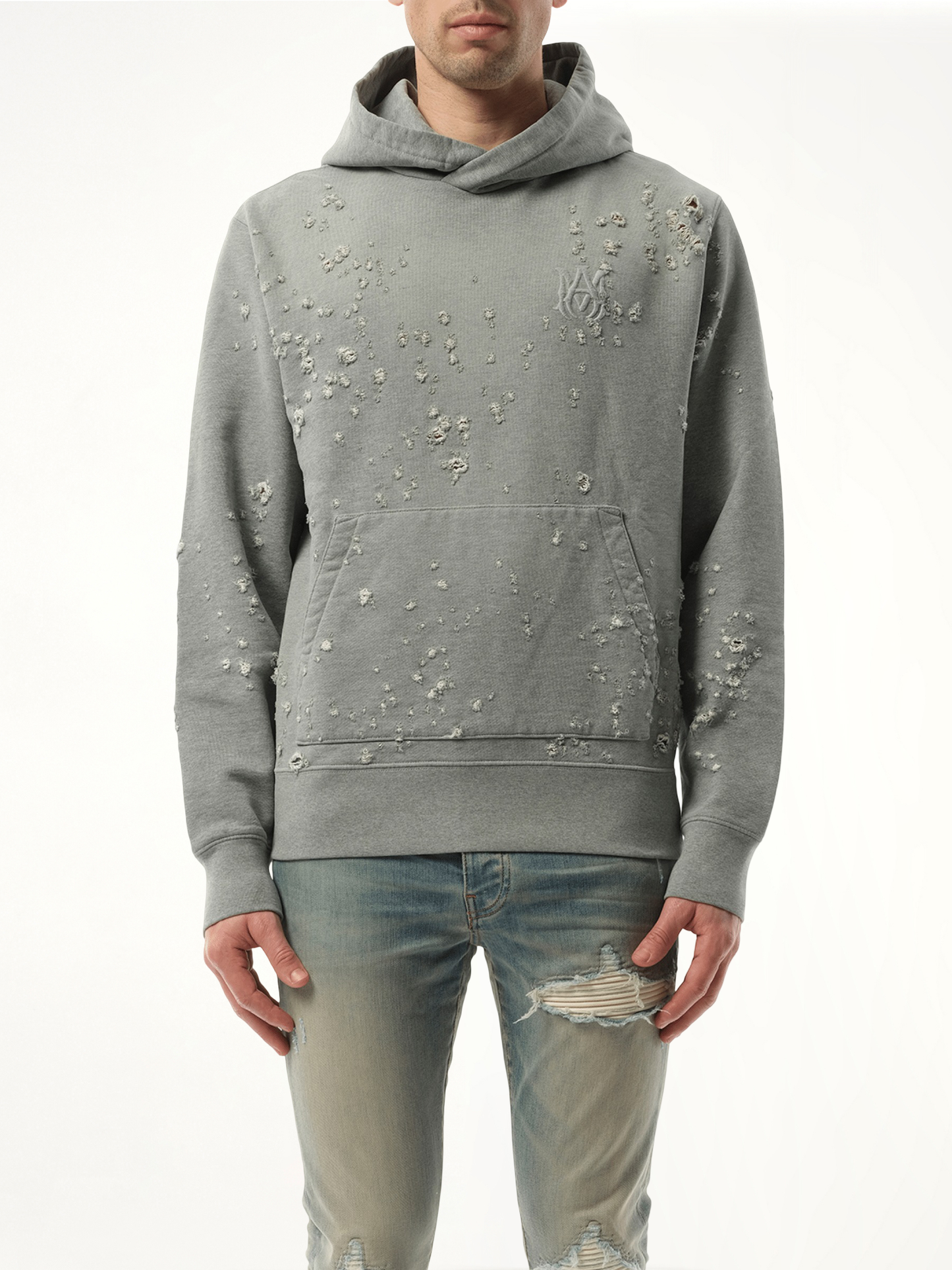 MA Shotgun Embroidered Hoodie in Grey