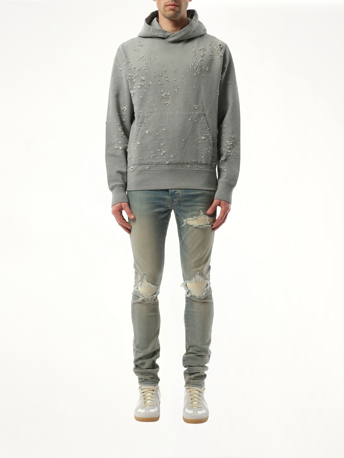 MA Shotgun Embroidered Hoodie in Grey