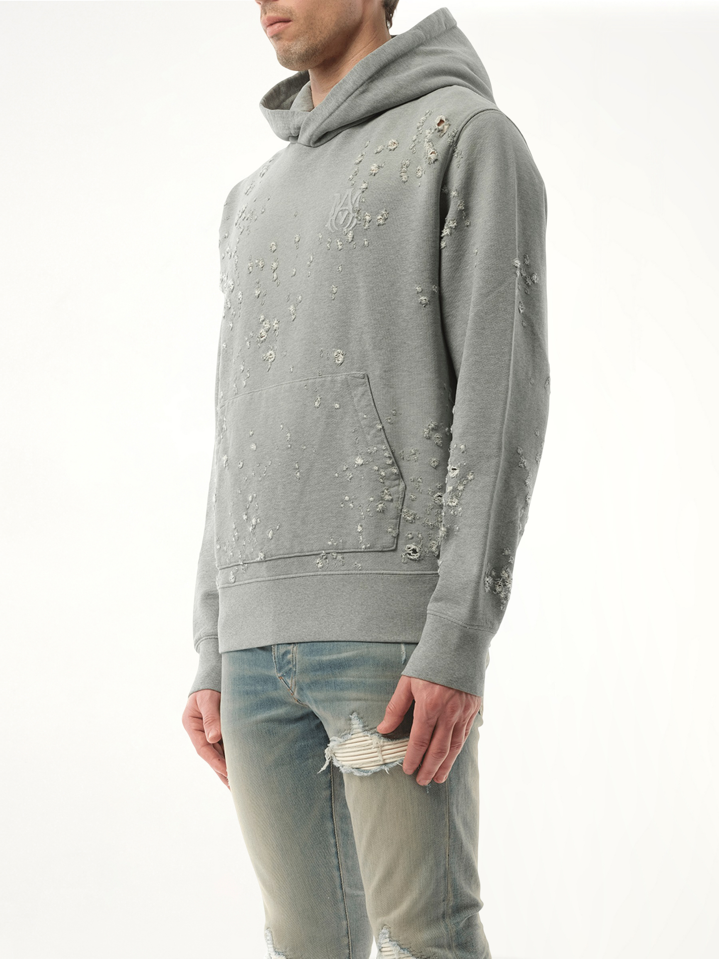 MA Shotgun Embroidered Hoodie in Grey
