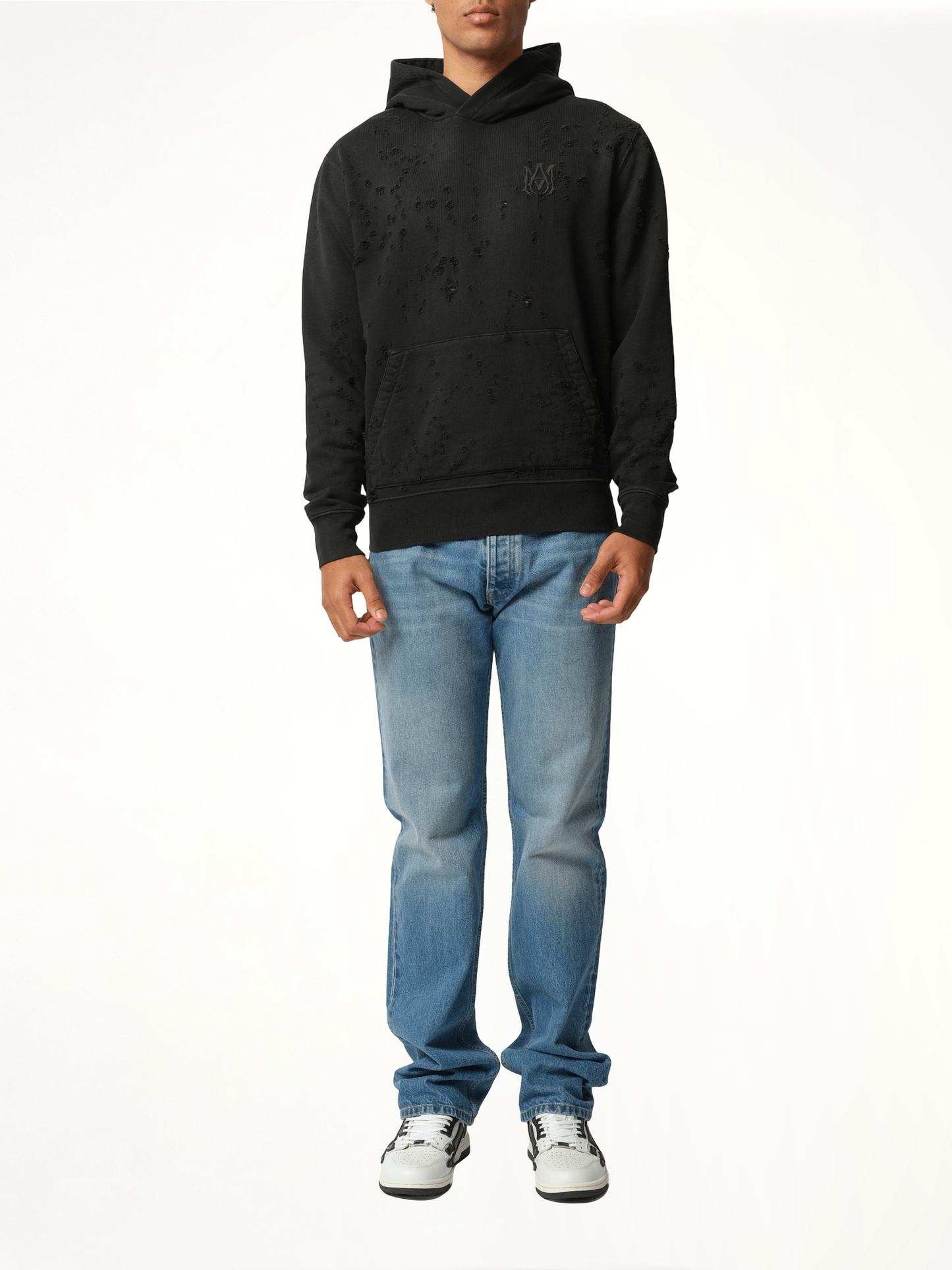 MA Shotgun Embroidered Hoodie in Black