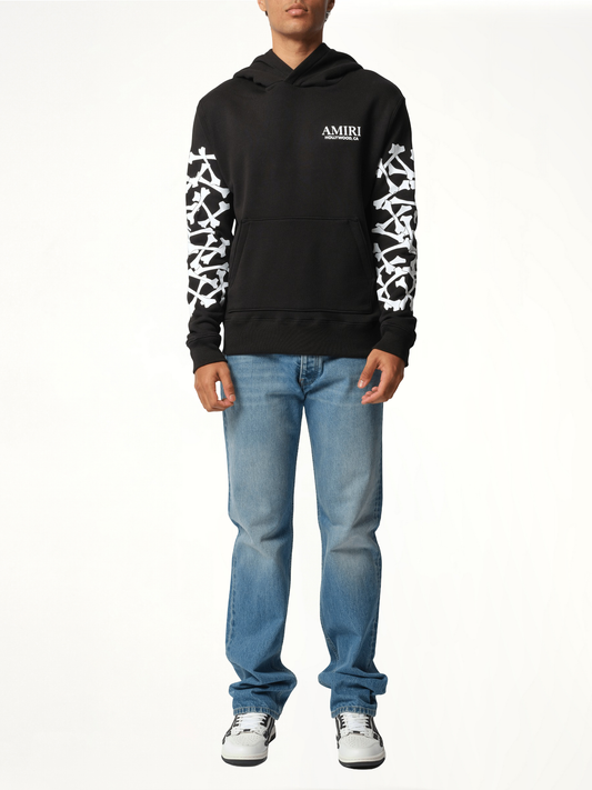 Bones Stacked Hoodie in Black
