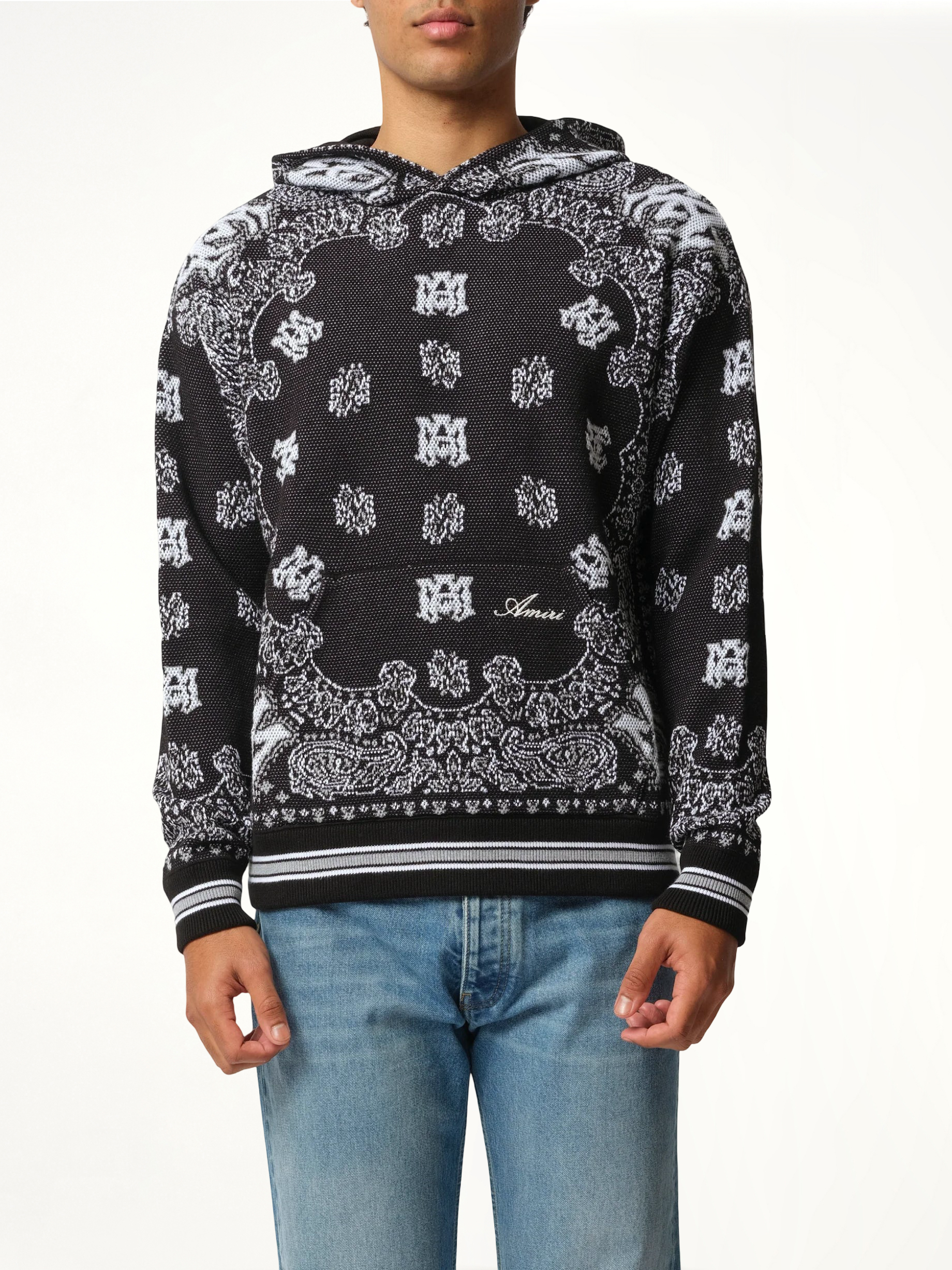 Bandana Hoodie in Black/White