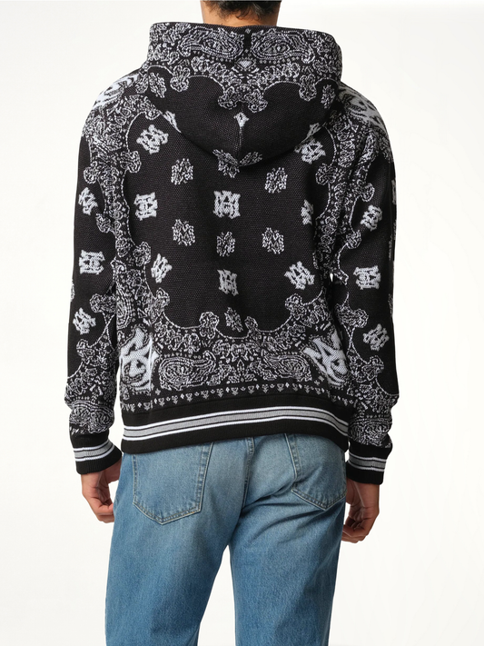 Bandana Hoodie in Black/White