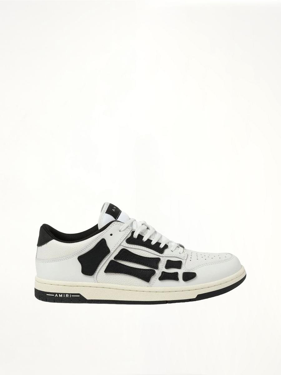 Skeleton Low Sneaker in White/Black Side View | AMIRI
