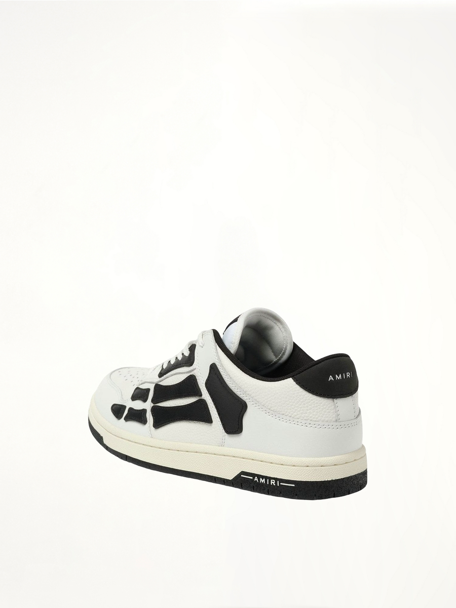 Skeleton Low Sneaker in White/Black Back View | AMIRI