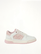 Classic Low Sneaker in White/Pink Side View | AMIRI