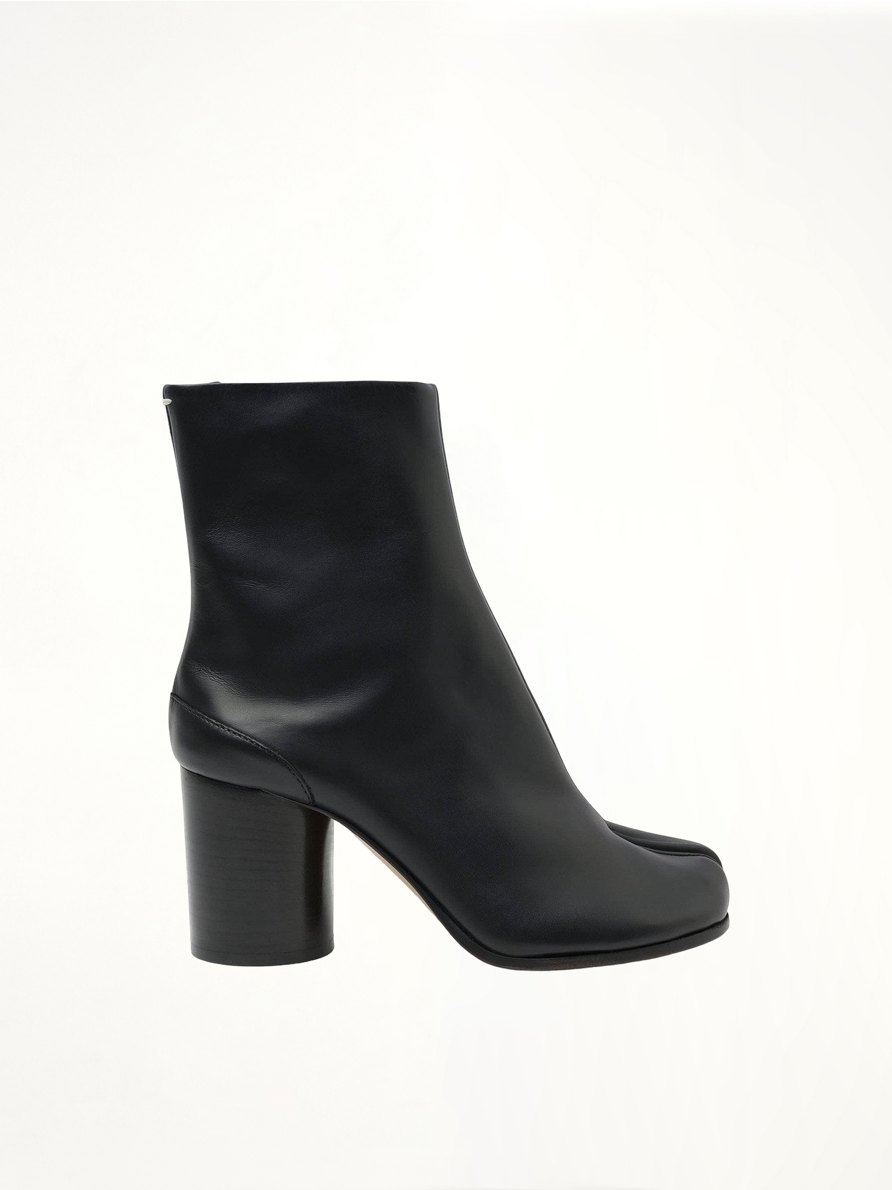 Tabi Leather Boots 8cm Heel in Black