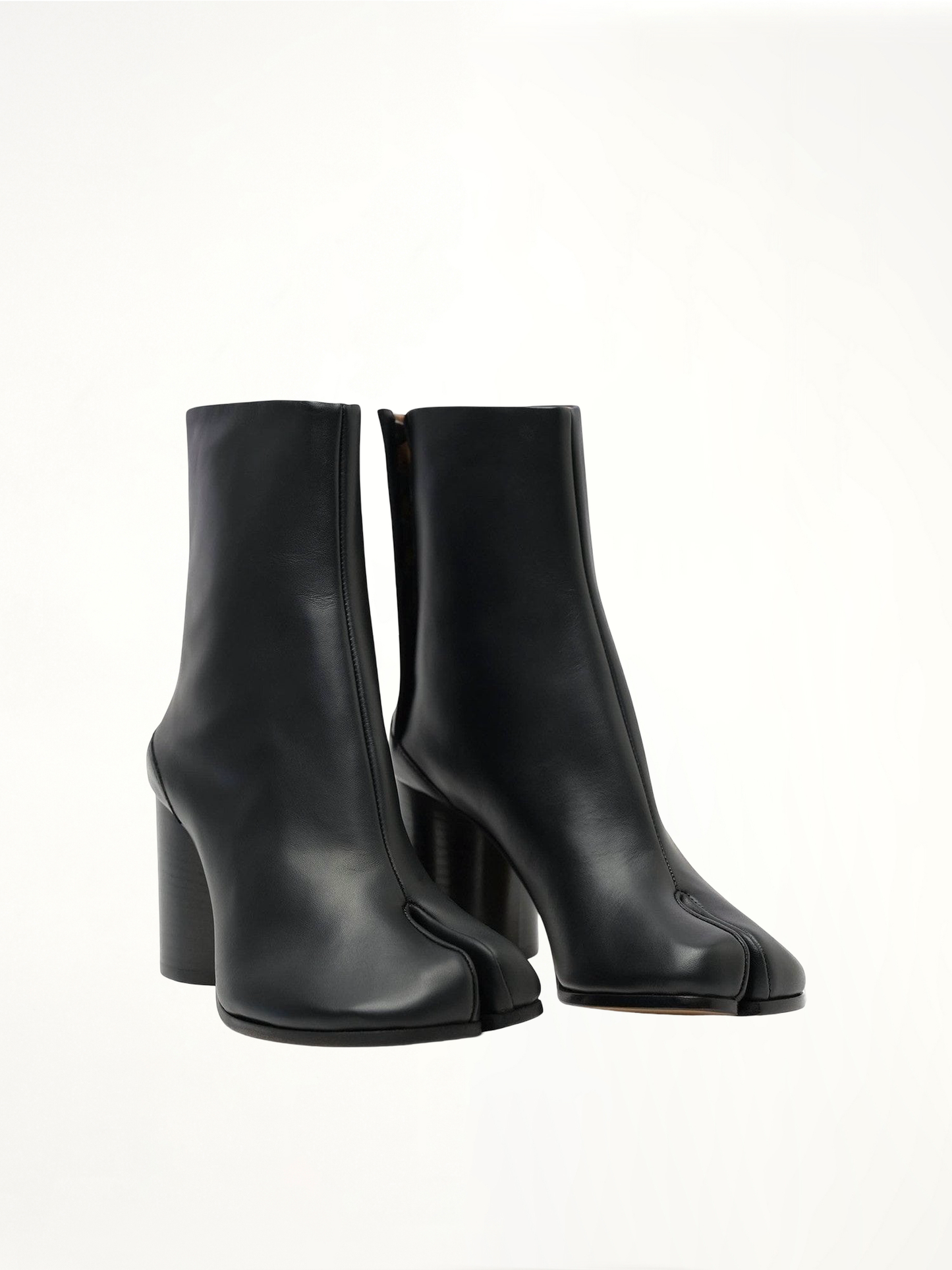 Tabi Leather Boots 8cm Heel in Black