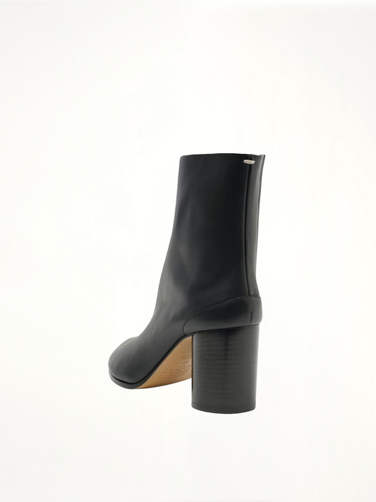Tabi Leather Boots 8cm Heel in Black