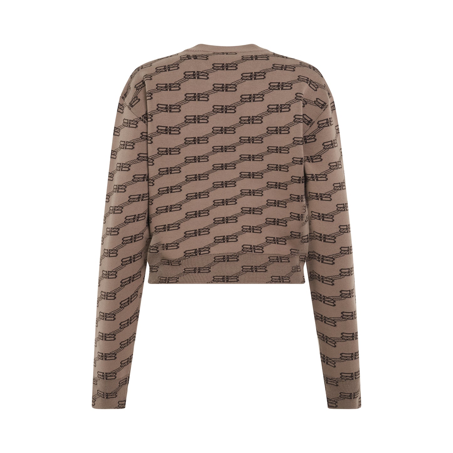 Monogram Cropped Sweater in Beige/Black