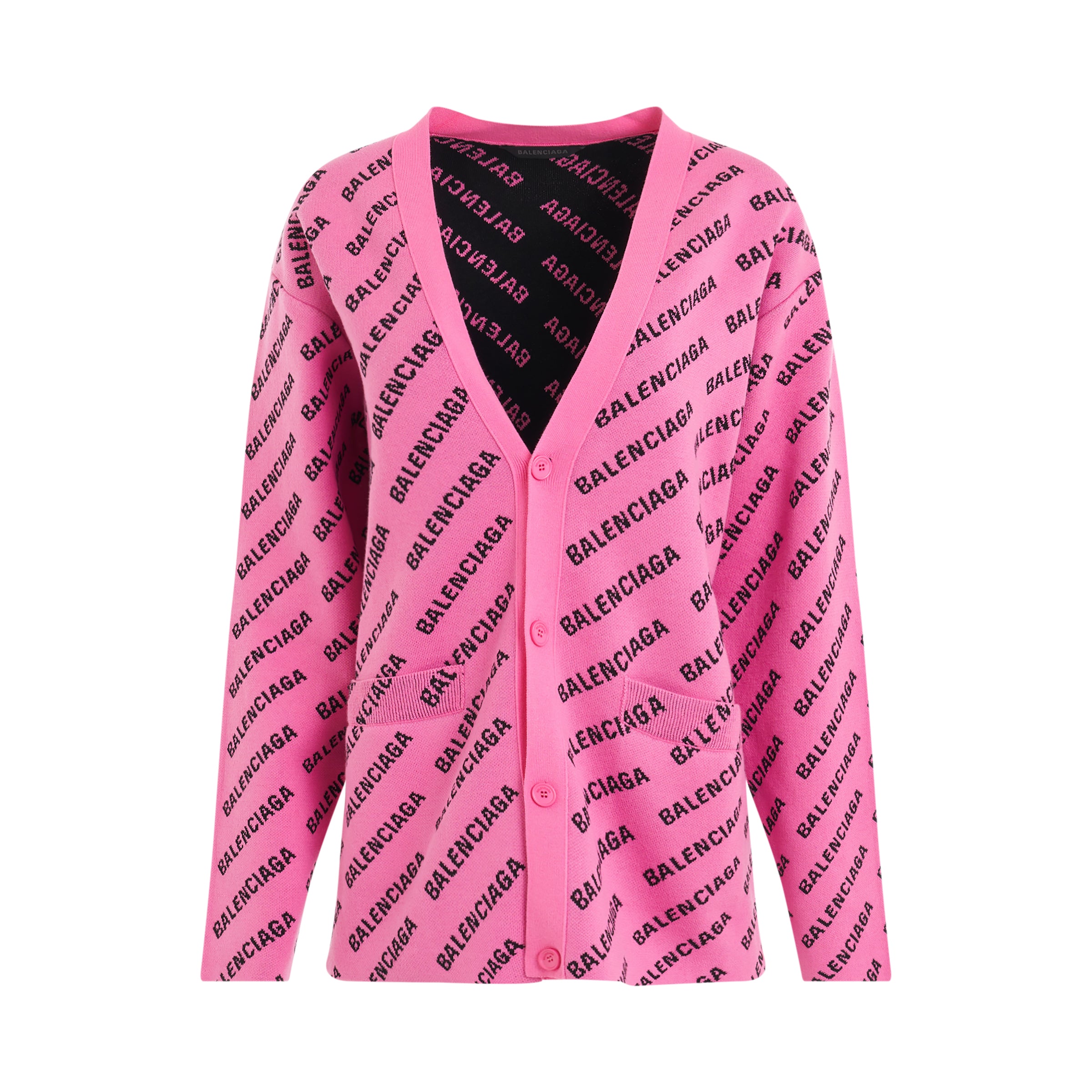 All Over Logo Cardigan in Pink/Black