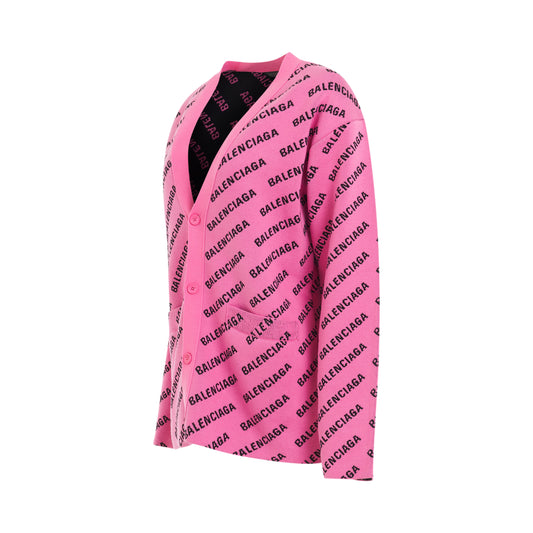 All Over Logo Cardigan in Pink/Black