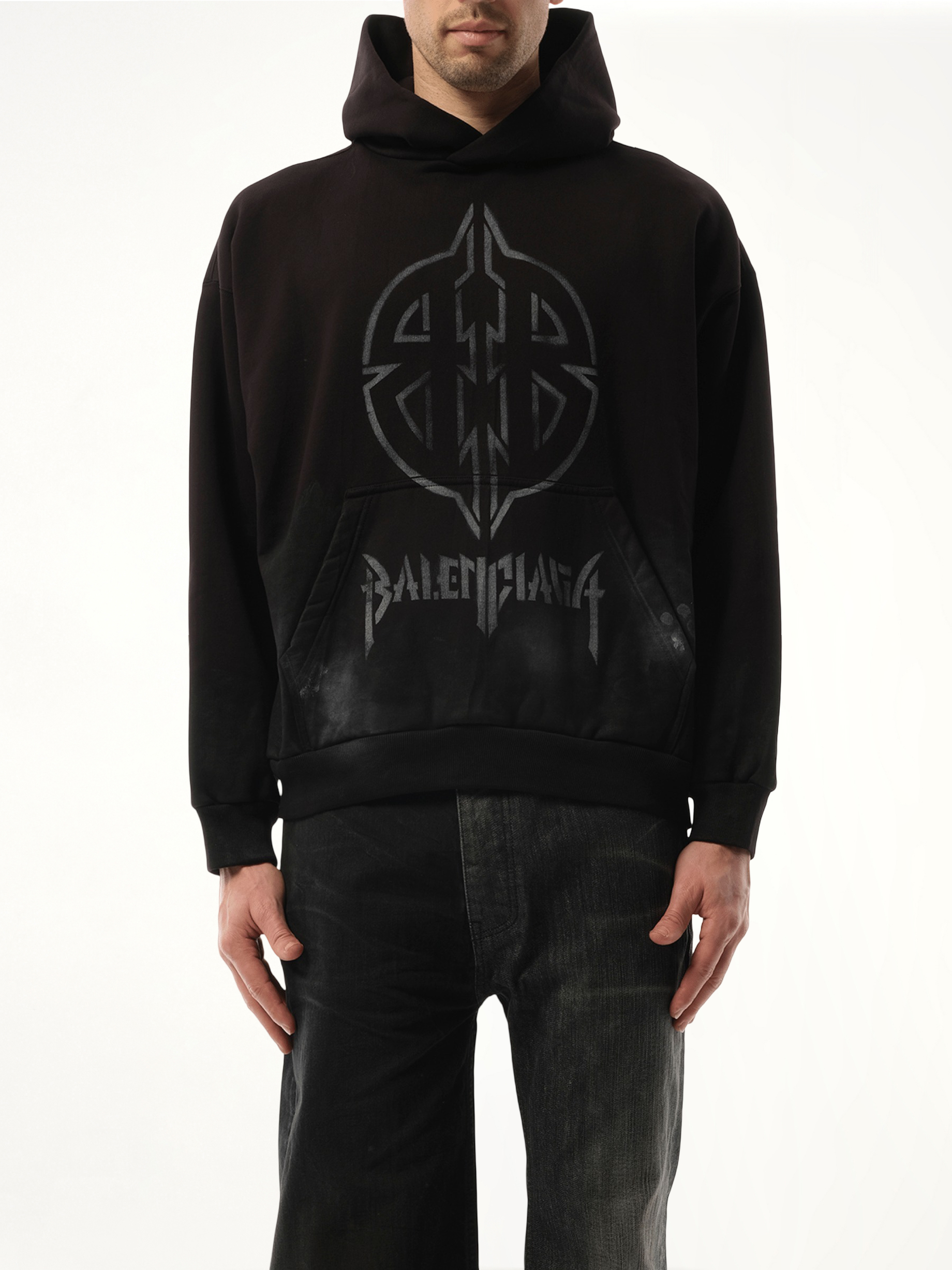 BB Logo Painted Hoodie in Black
