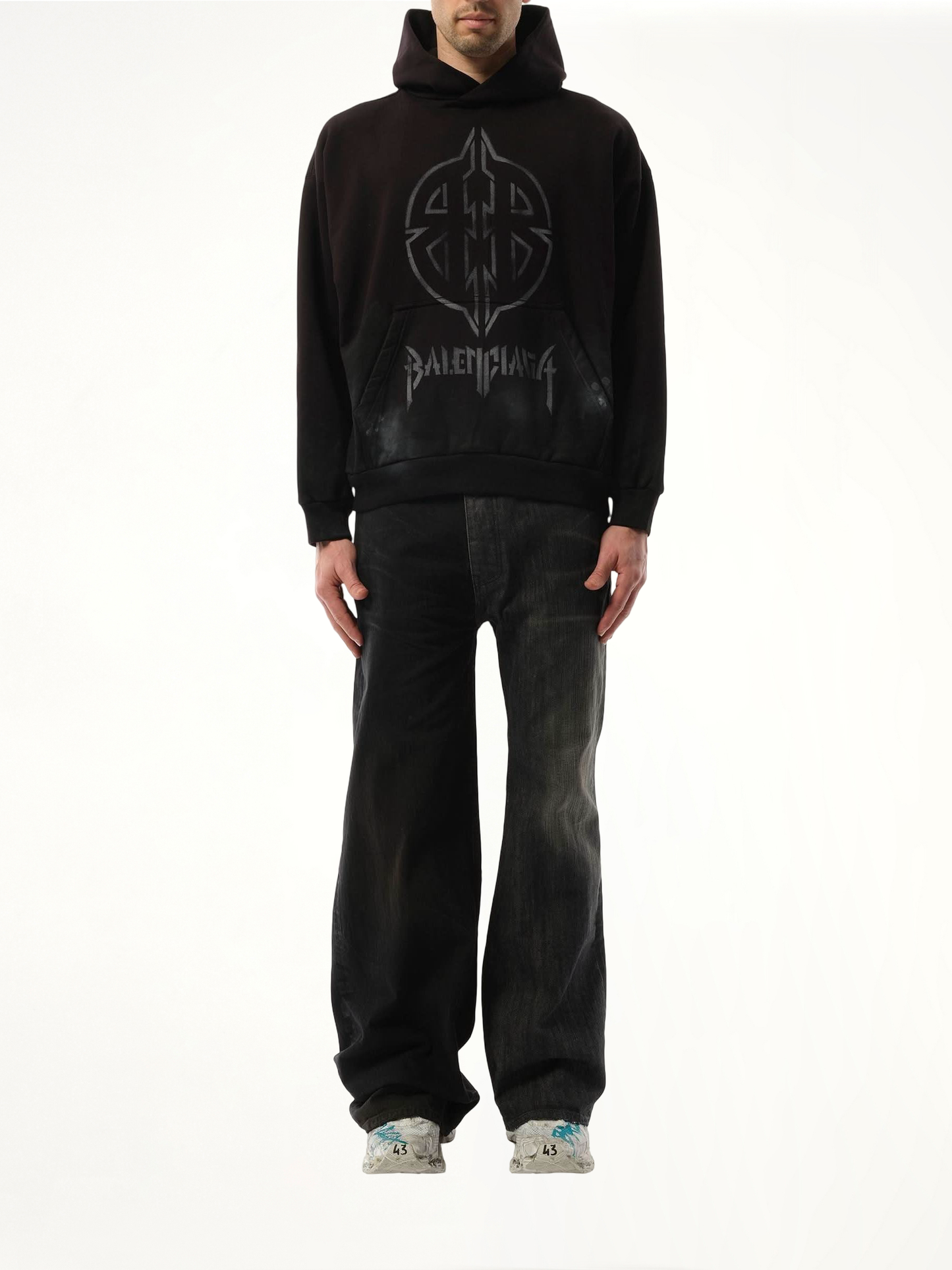 BB Logo Painted Hoodie in Black