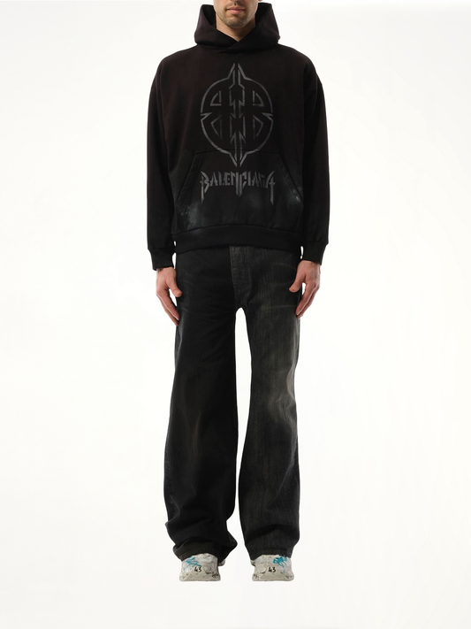 BB Logo Painted Hoodie in Black