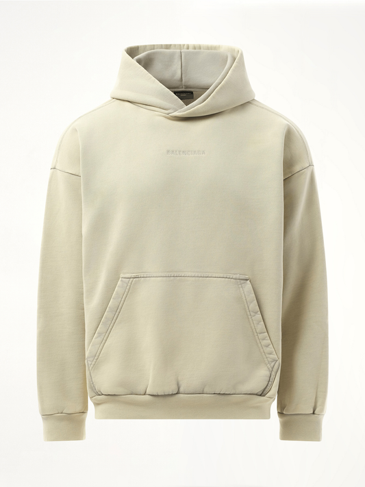 Back Embroidered Medium Fit Hoodie in Cement Grey