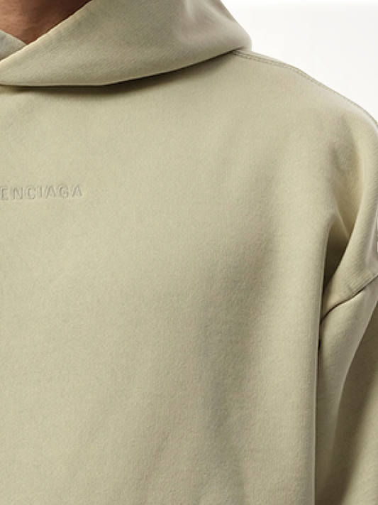 Back Embroidered Medium Fit Hoodie in Cement Grey