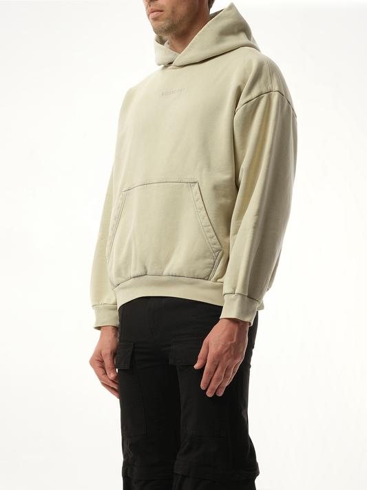 Back Embroidered Medium Fit Hoodie in Cement Grey