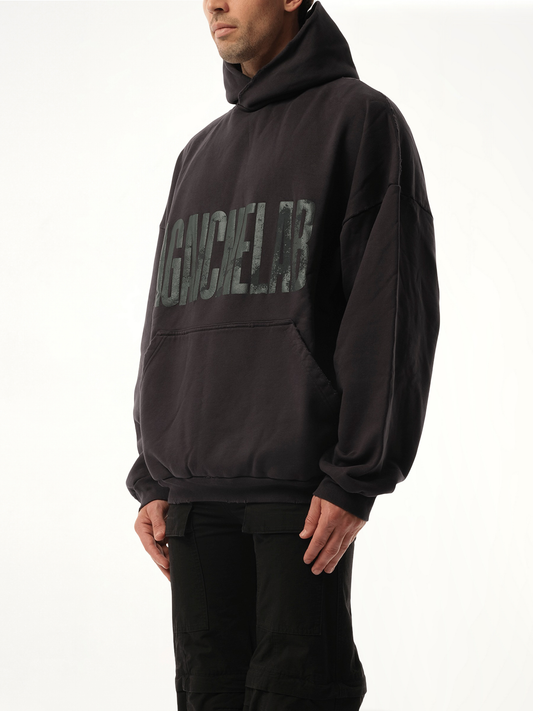 AGAICNELAB Large Fit Hoodie in Washed Black/Anthracite