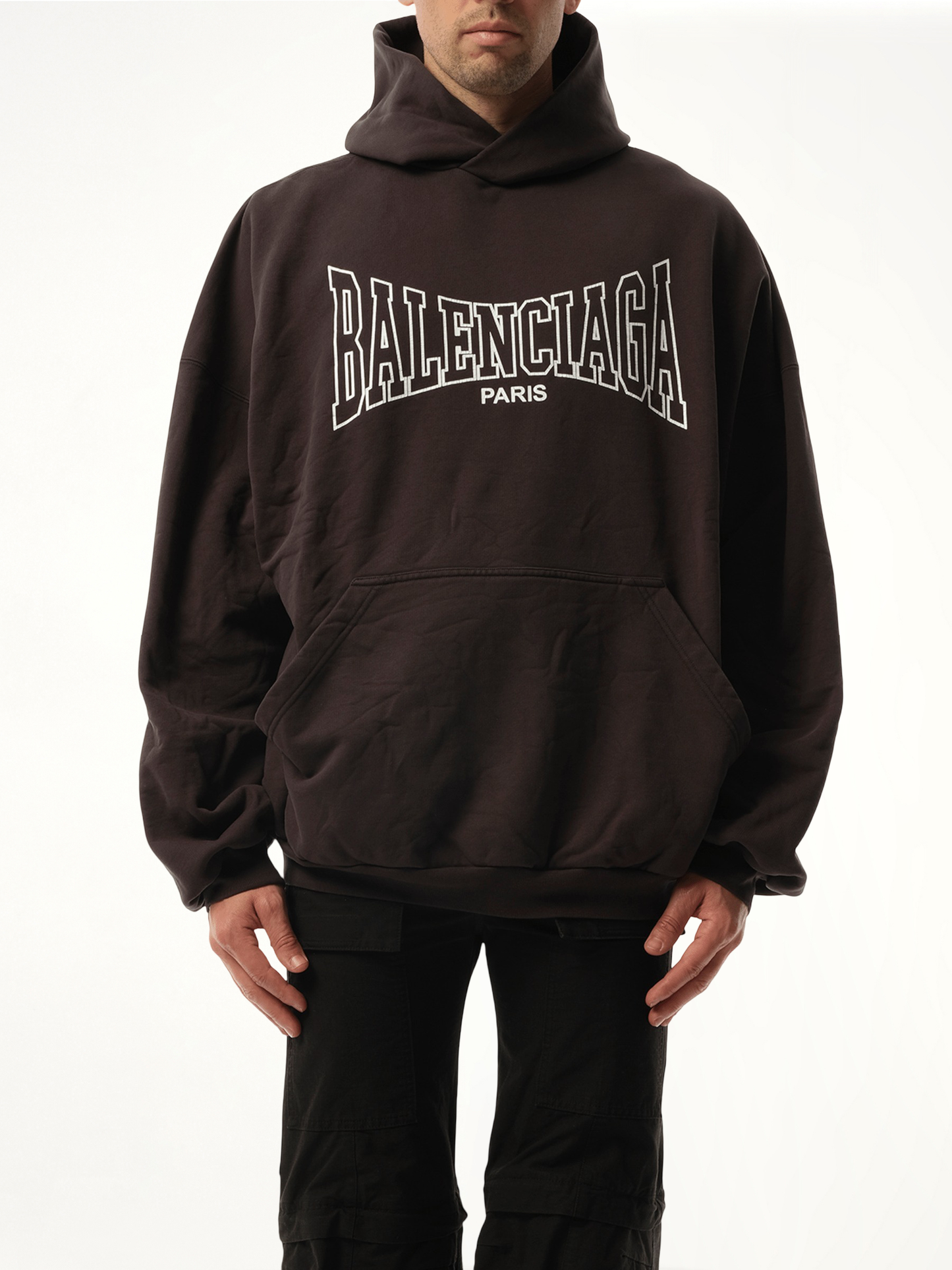 Balenciaga Boxing Large Fit Hoodie in Washed Black
