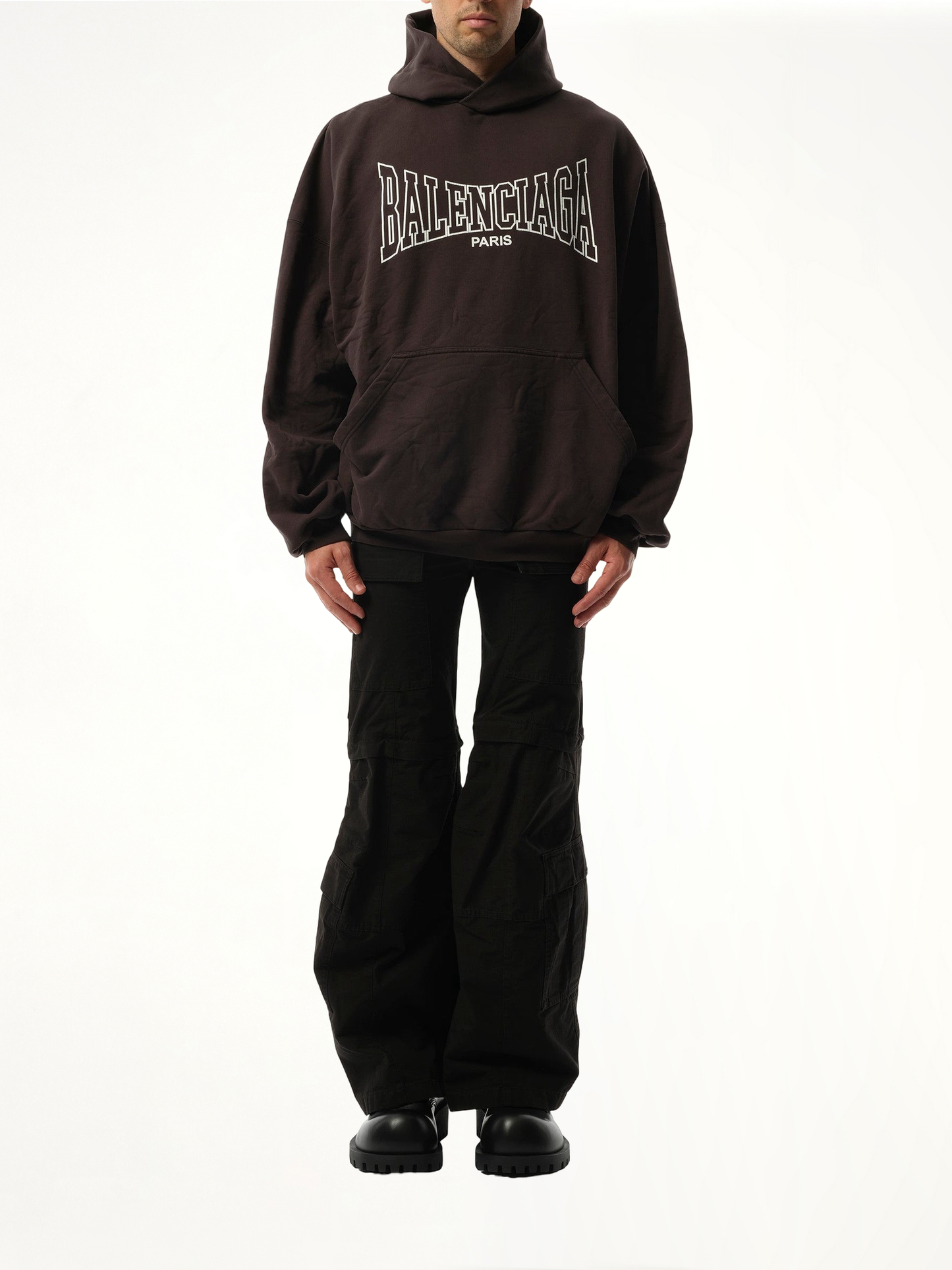 Balenciaga Boxing Large Fit Hoodie in Washed Black