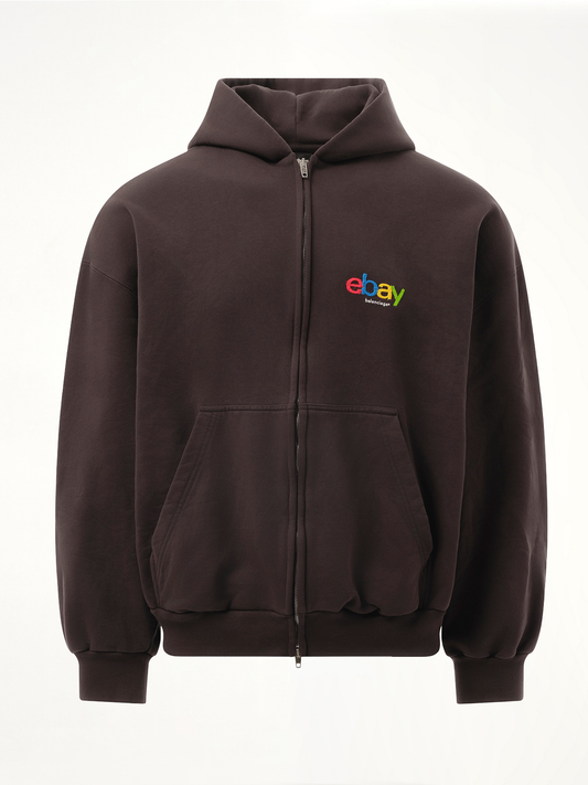 Ebay Zip-Up Hoodie in Washed Black