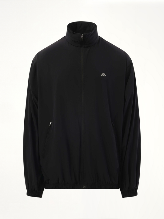 Stretch Nylon Windbreaker in Black