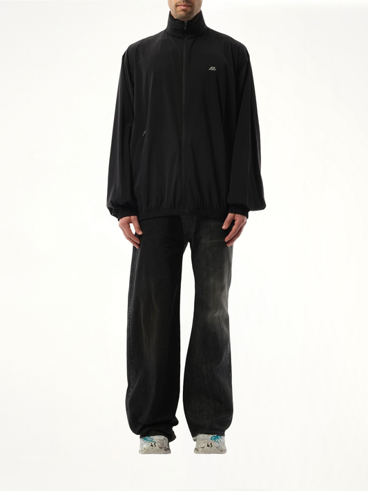 Stretch Nylon Windbreaker in Black