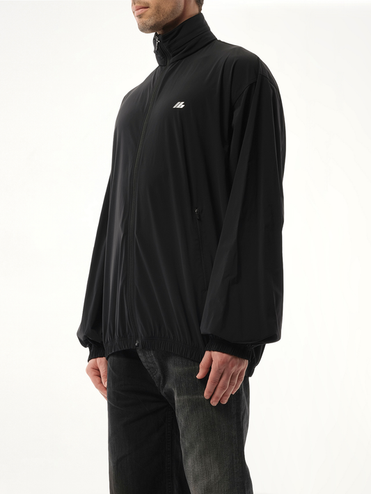 Stretch Nylon Windbreaker in Black