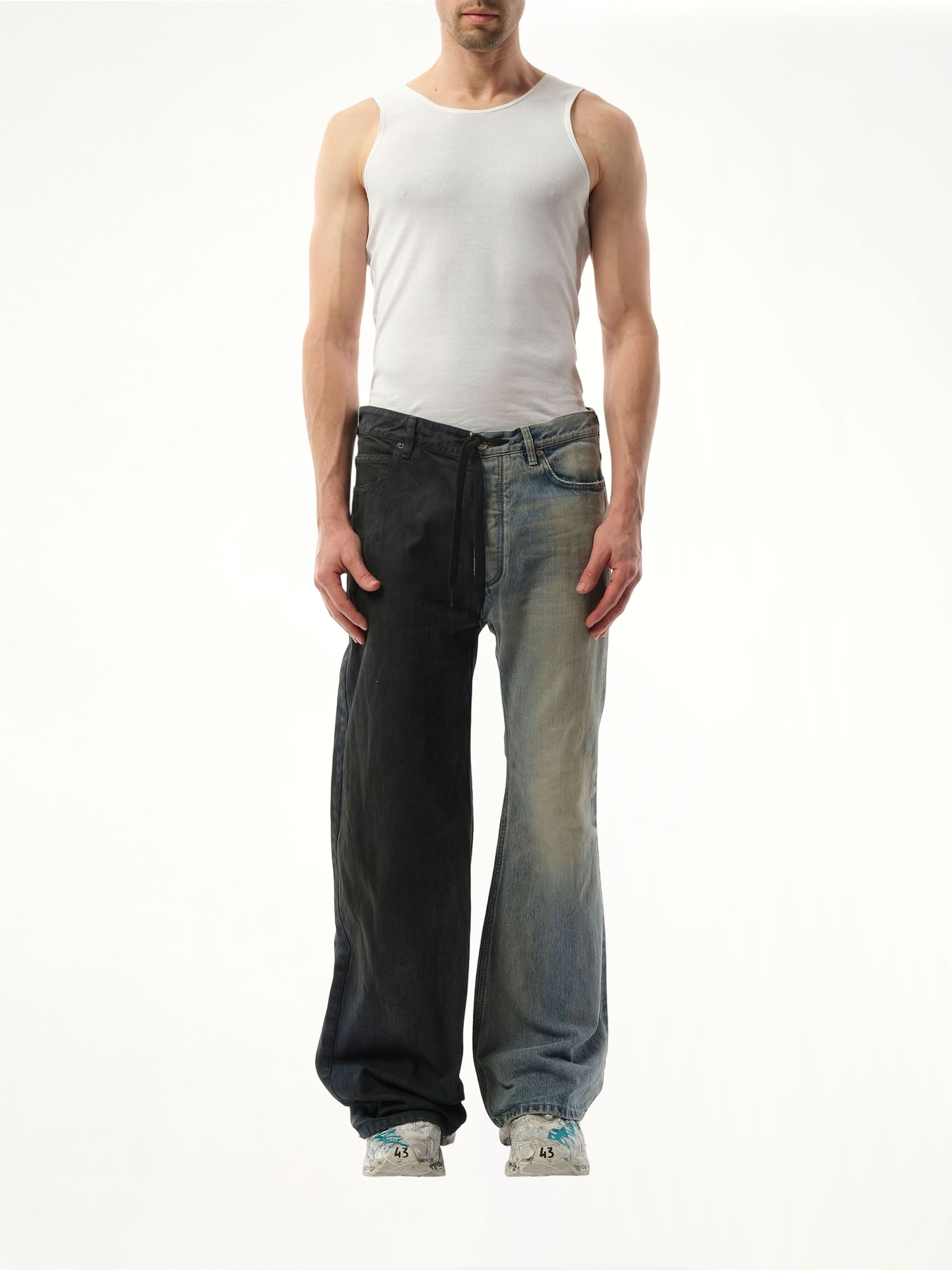 Fifty-Fifty Pants in Grey/Blue