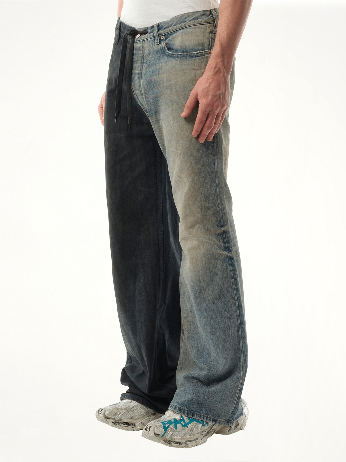 Fifty-Fifty Pants in Grey/Blue