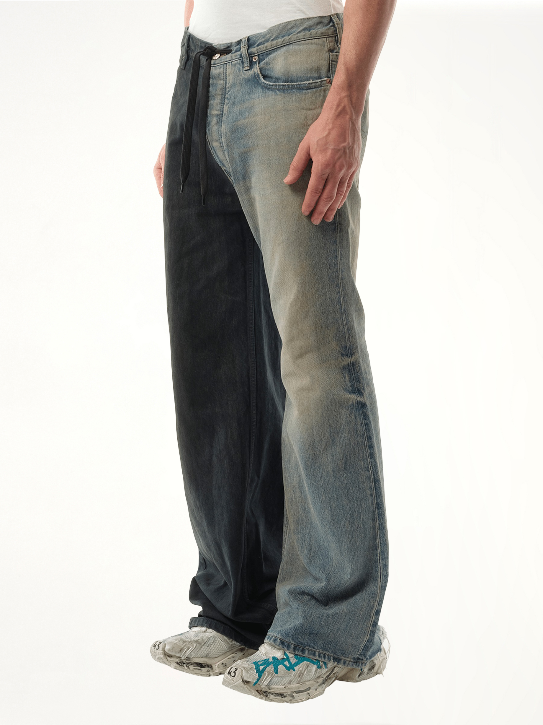 Fifty-Fifty Pants in Grey/Blue